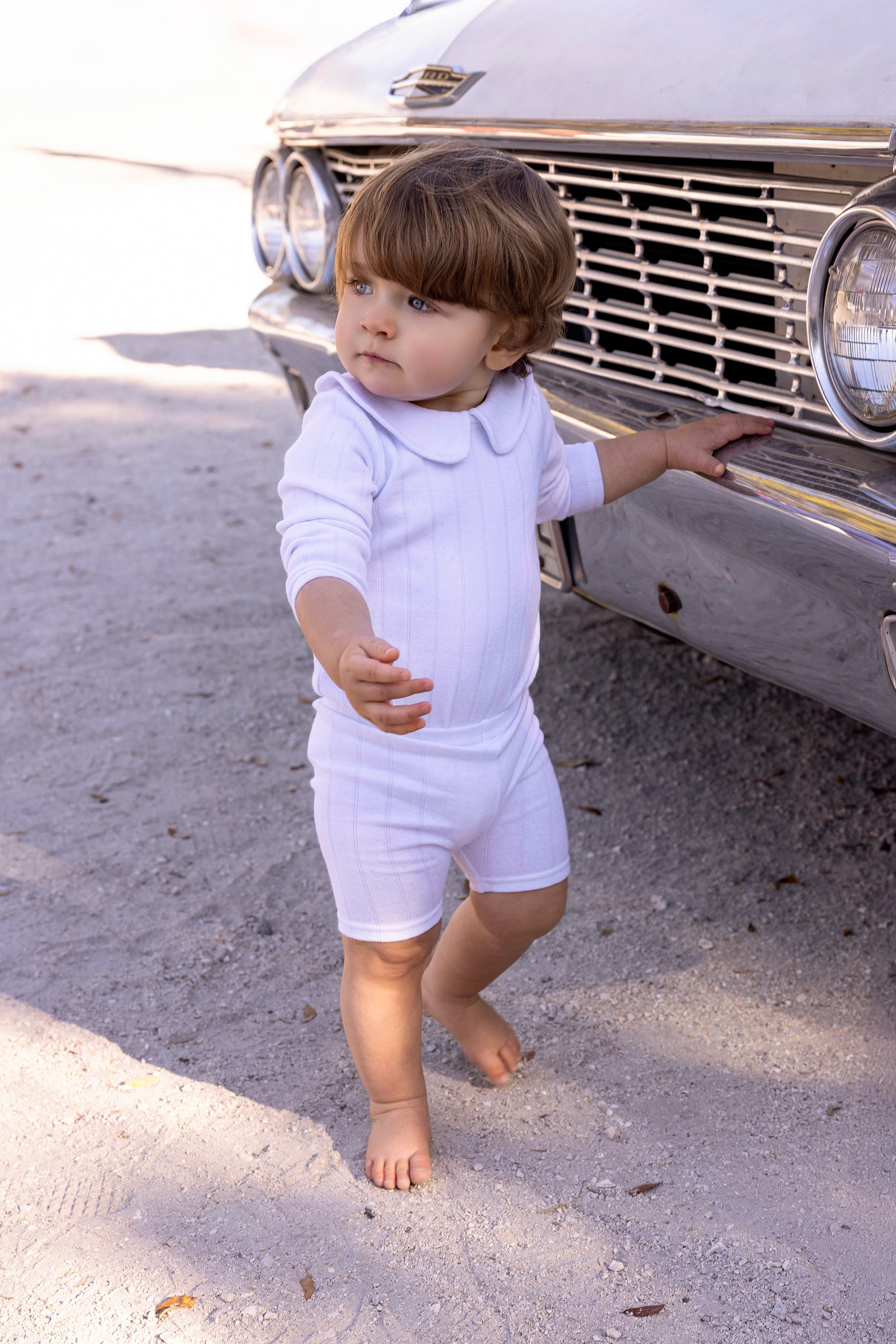 Boys Long Sleeve Round Collar Neck Onesie Short Set