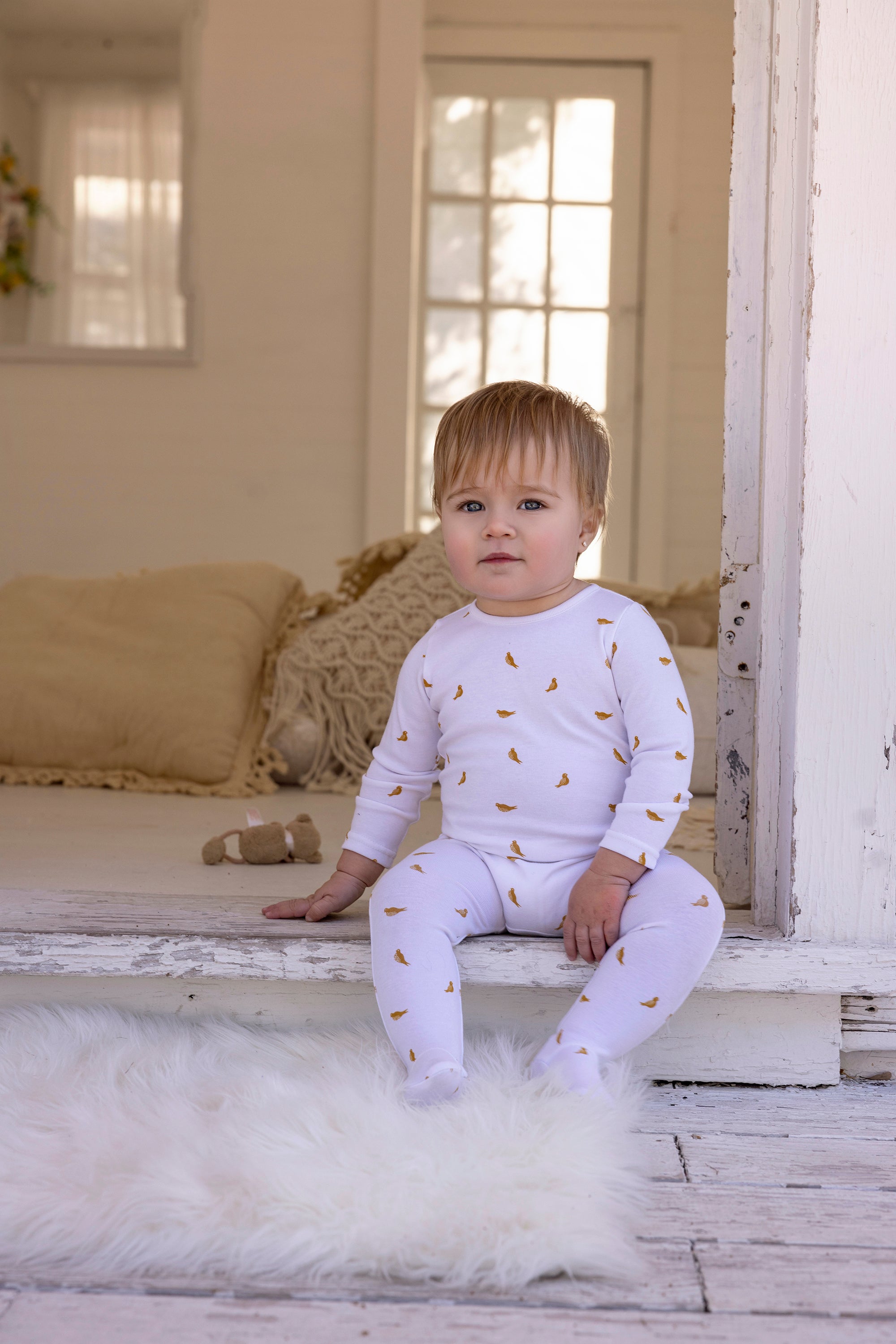 Bird Print Pajama Onesie
