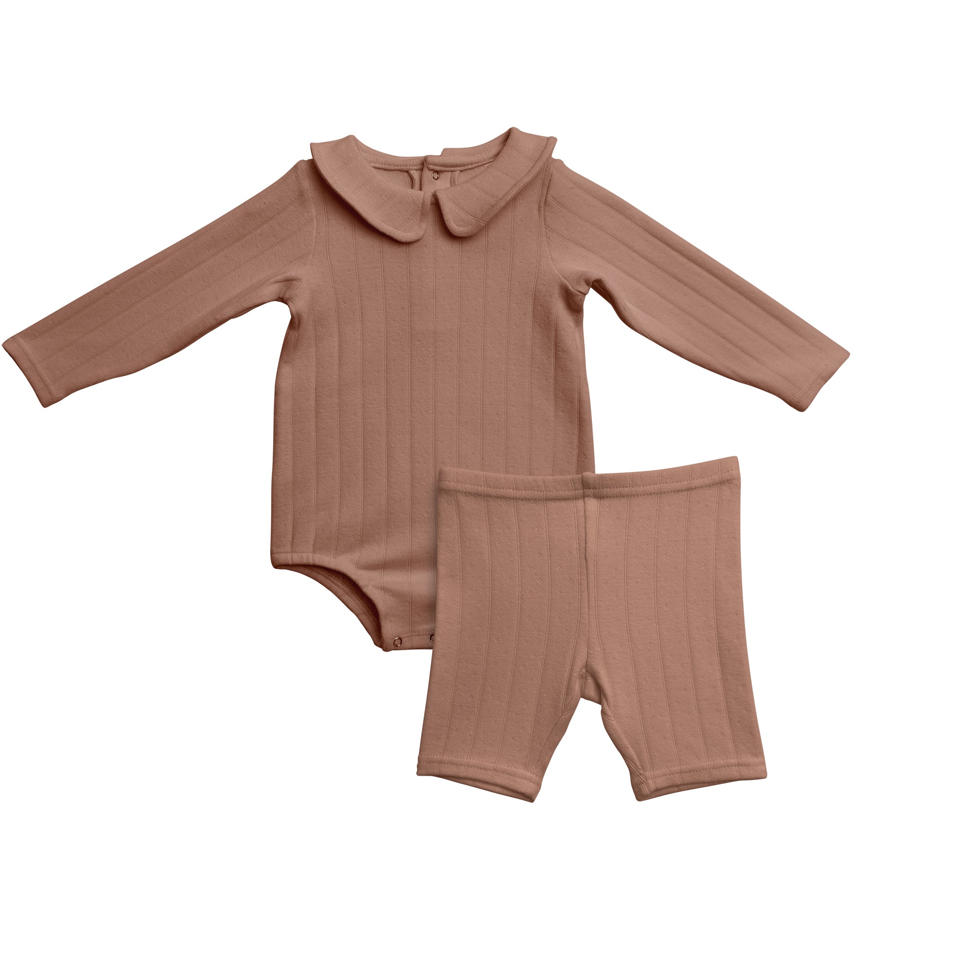 Boys Long Sleeve Round Collar Neck Onesie Short Set