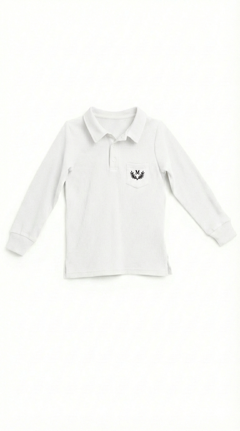 Basic Boys Knit Stretch Polo Long Sleeve Shirt