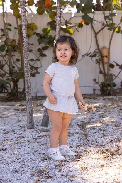 Girls Short Sleeve Onesie Bloomer Skirt Set