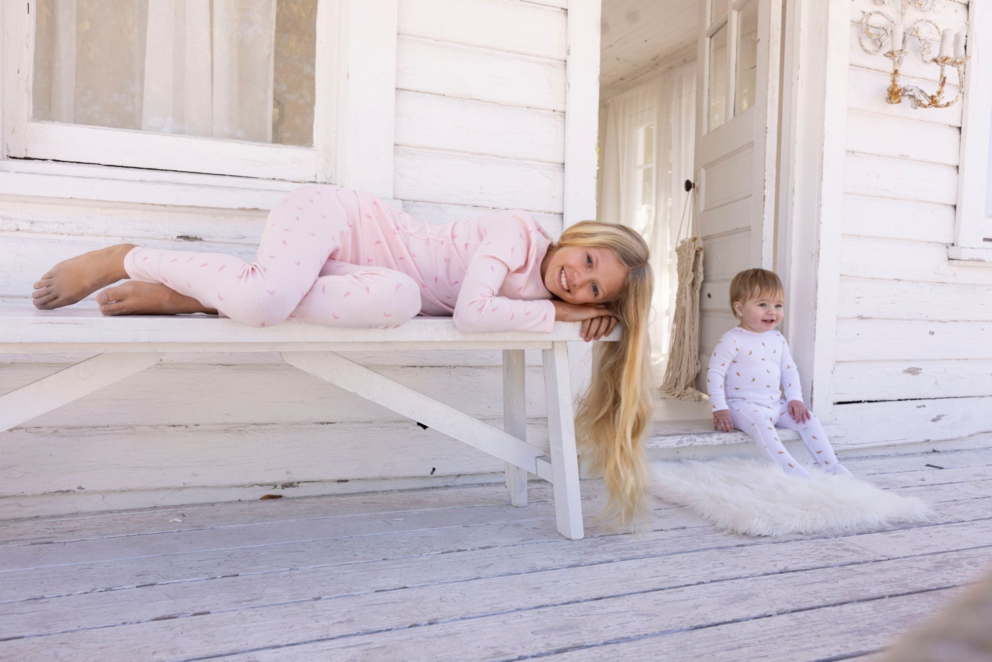 Bird Print Loungewear Pants: Baby’s Breath