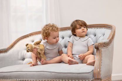 Girls Short Sleeve Ruffle Neck Onesie Bloomer Set