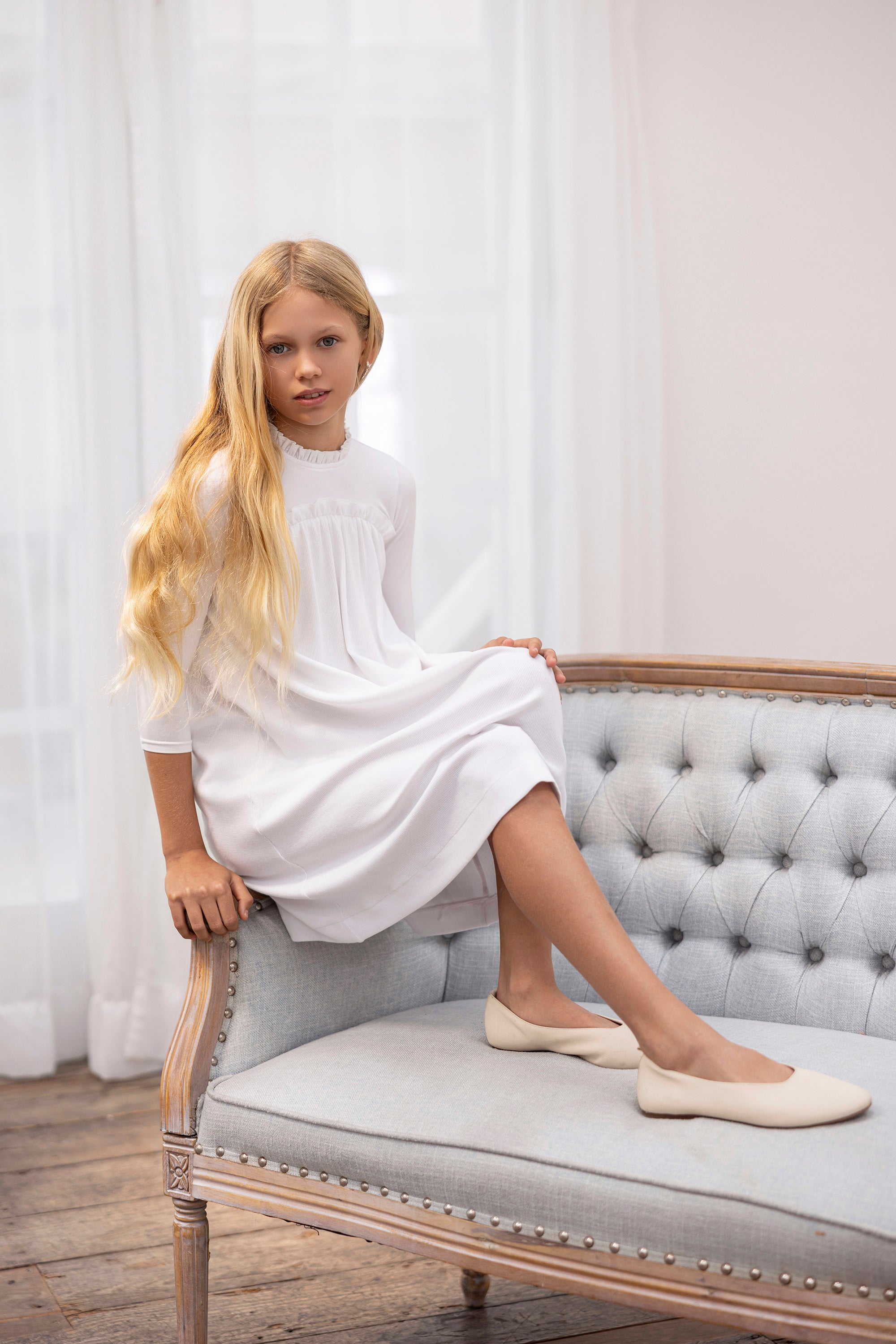 Ruffle Neck Empire Waist Dress