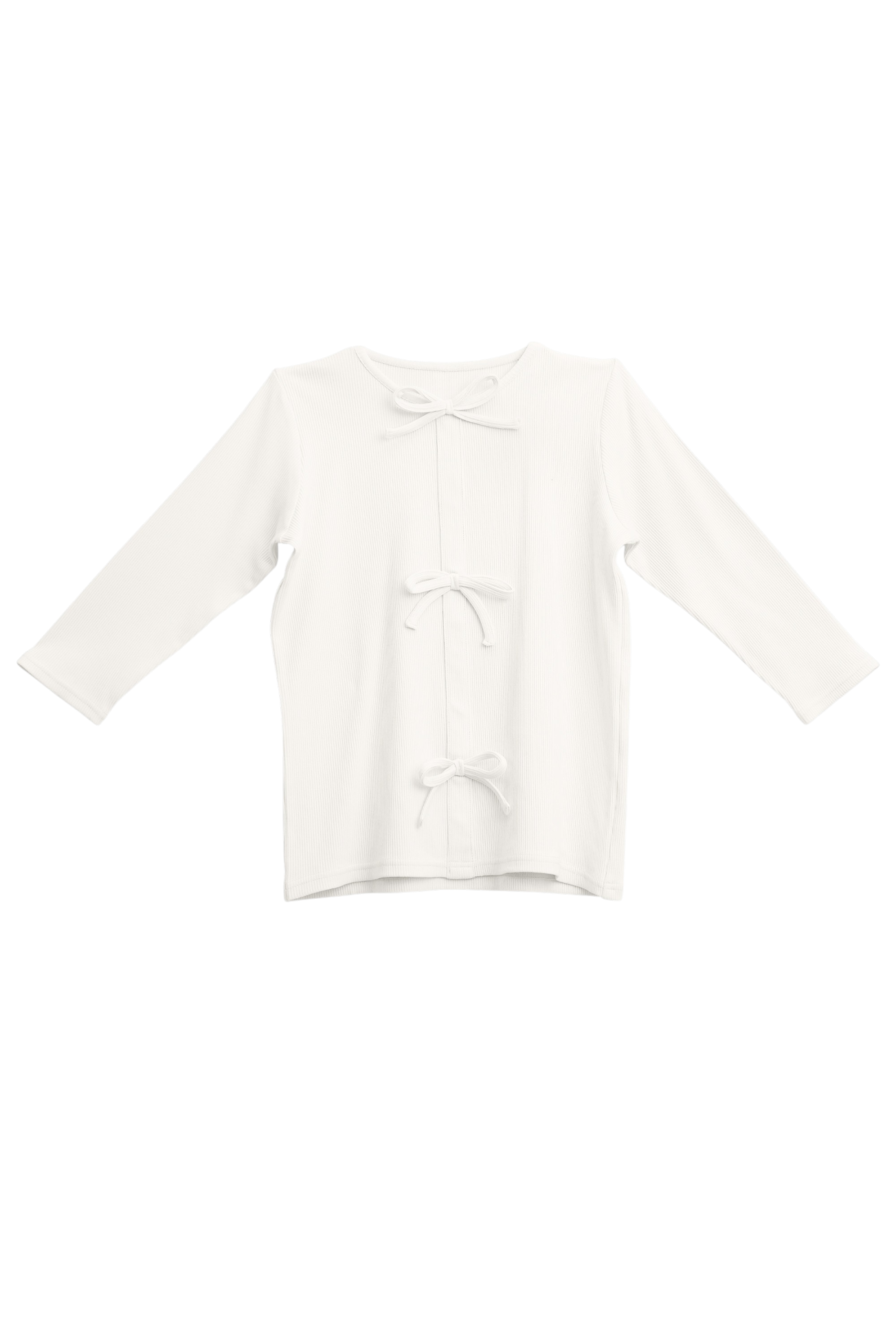 Ribbed Bow Shirt 3/4