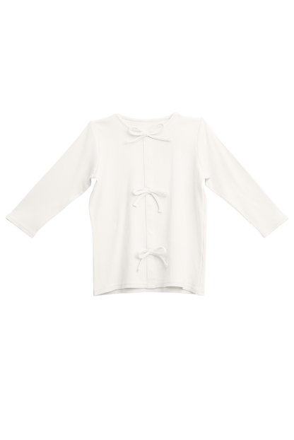 Ribbed Bow Shirt 3/4