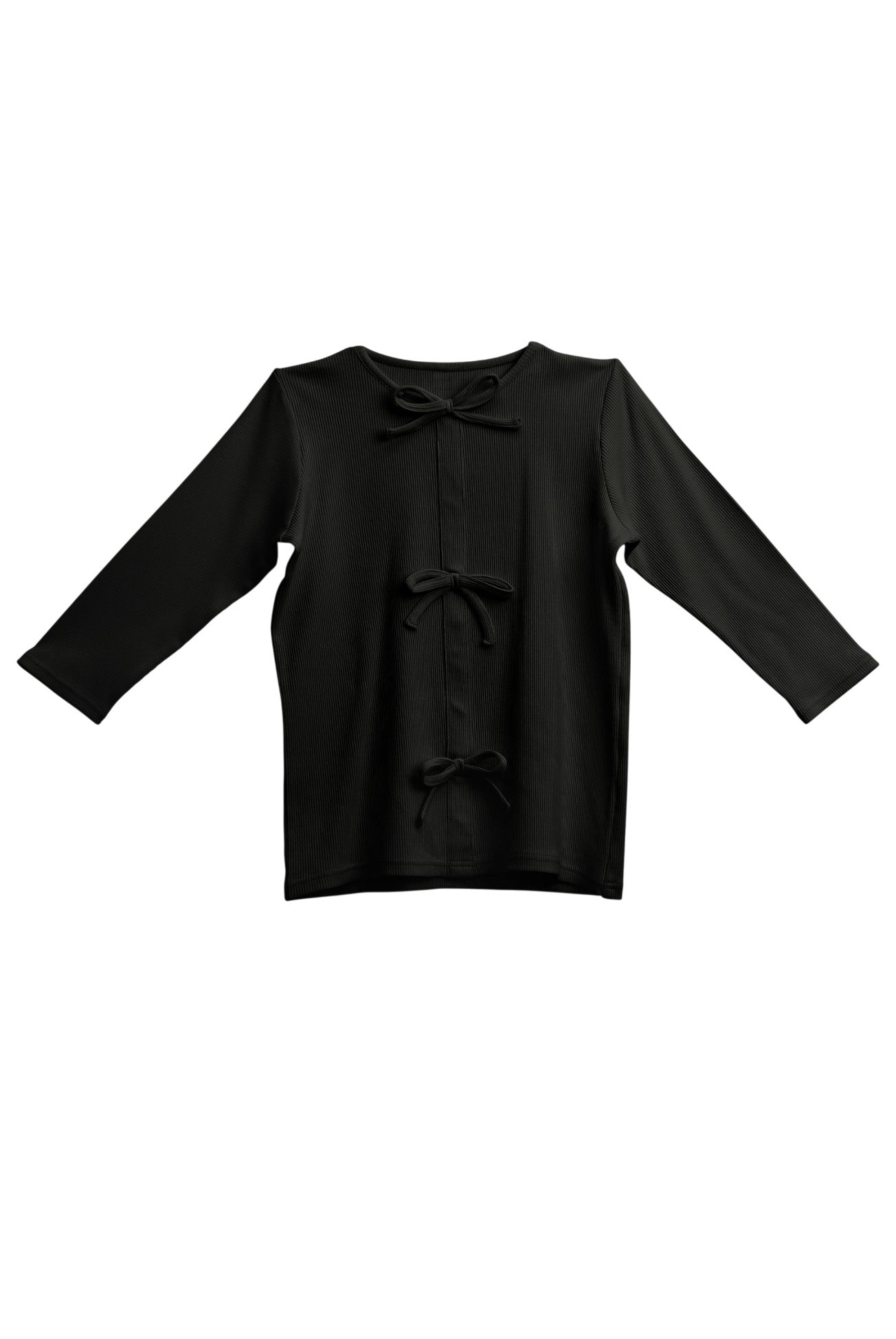Ribbed Bow Shirt 3/4