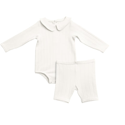 Boys Long Sleeve Round Collar Neck Onesie Short Set