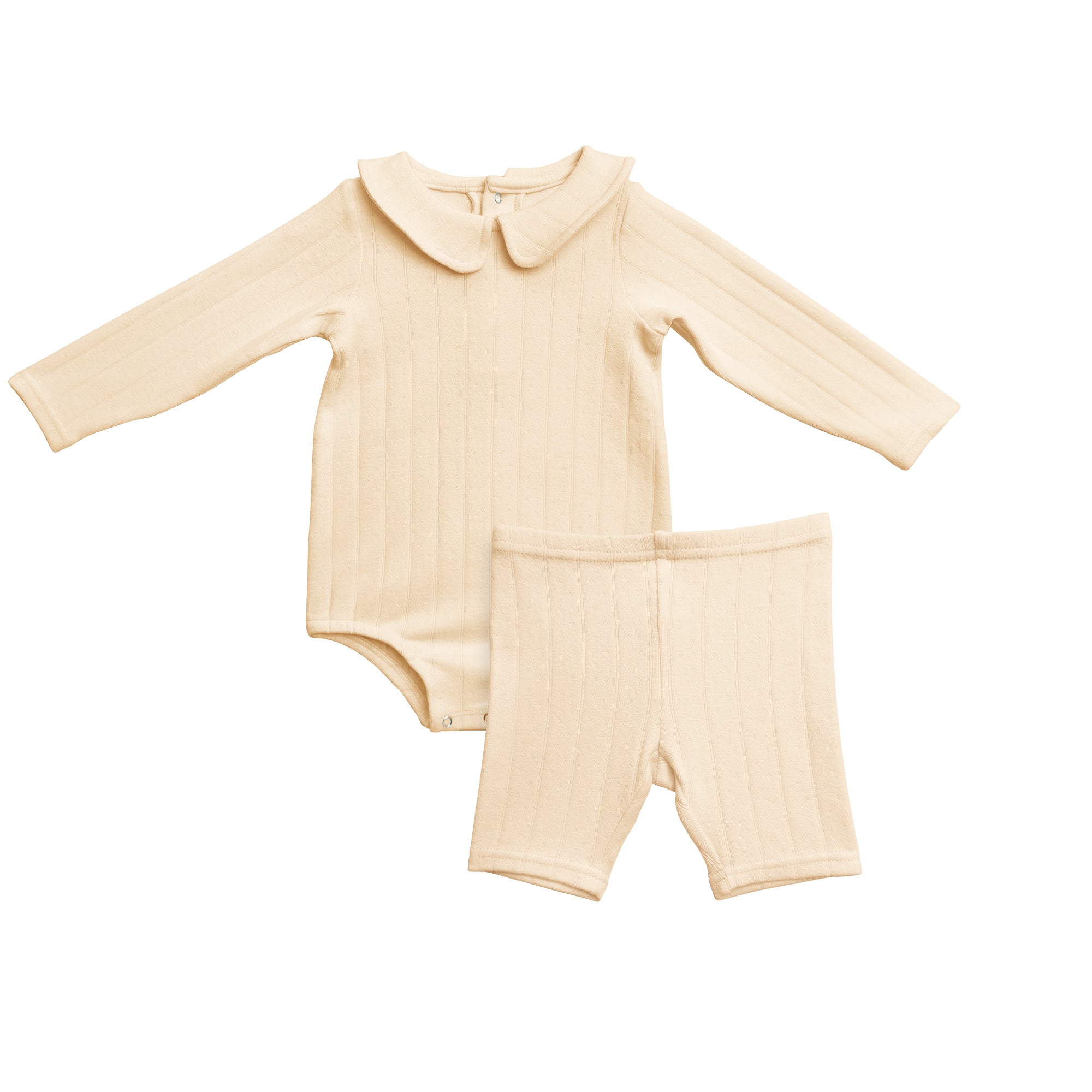 Boys Long Sleeve Round Collar Neck Onesie Short Set