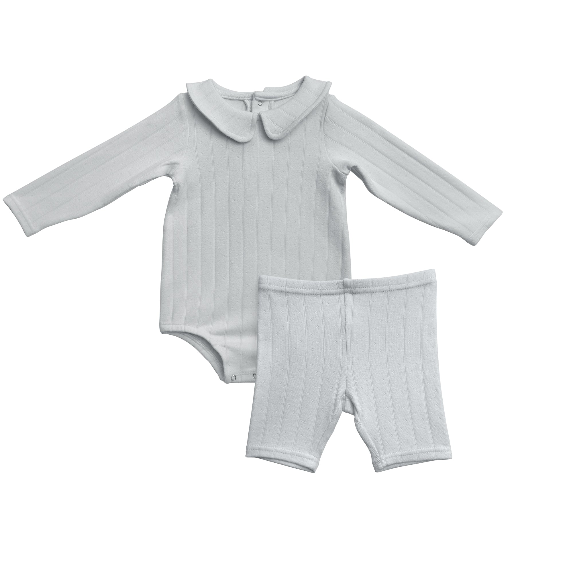 Boys Long Sleeve Round Collar Neck Onesie Short Set