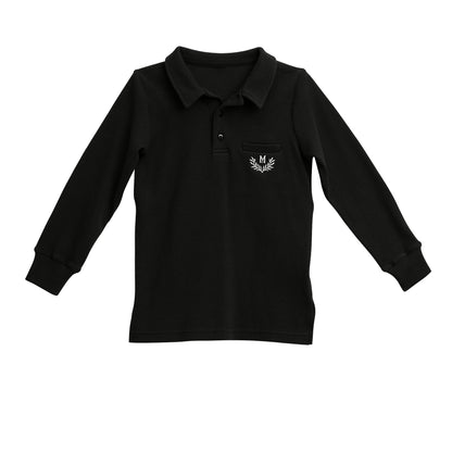 Basic Boys Knit Stretch Polo Long Sleeve Shirt