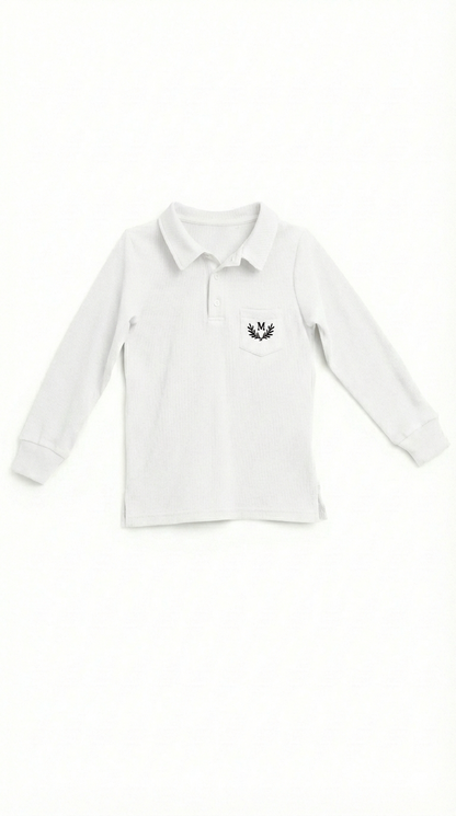 Basic Boys Knit Stretch Polo Long Sleeve Shirt