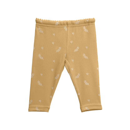 Girls Basic Legging Scattered Leaf Print