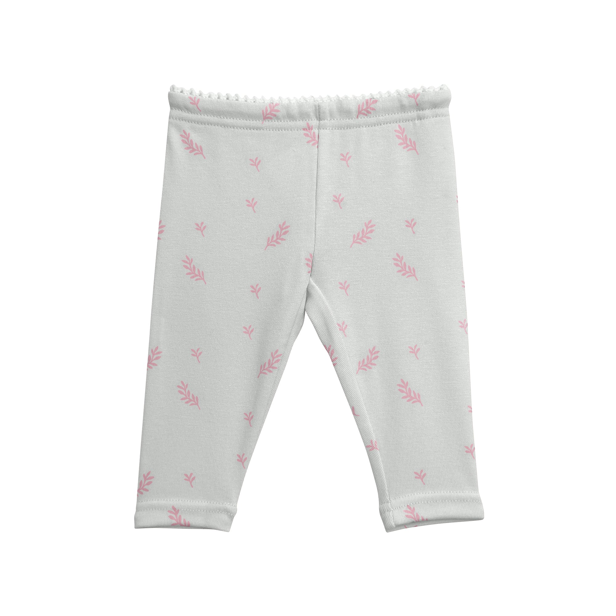 Girls Basic Legging Scattered Leaf Print