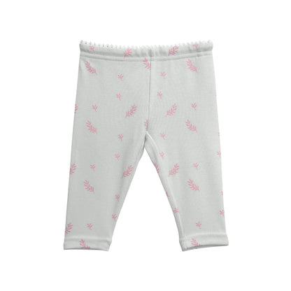 Girls Basic Legging Scattered Leaf Print