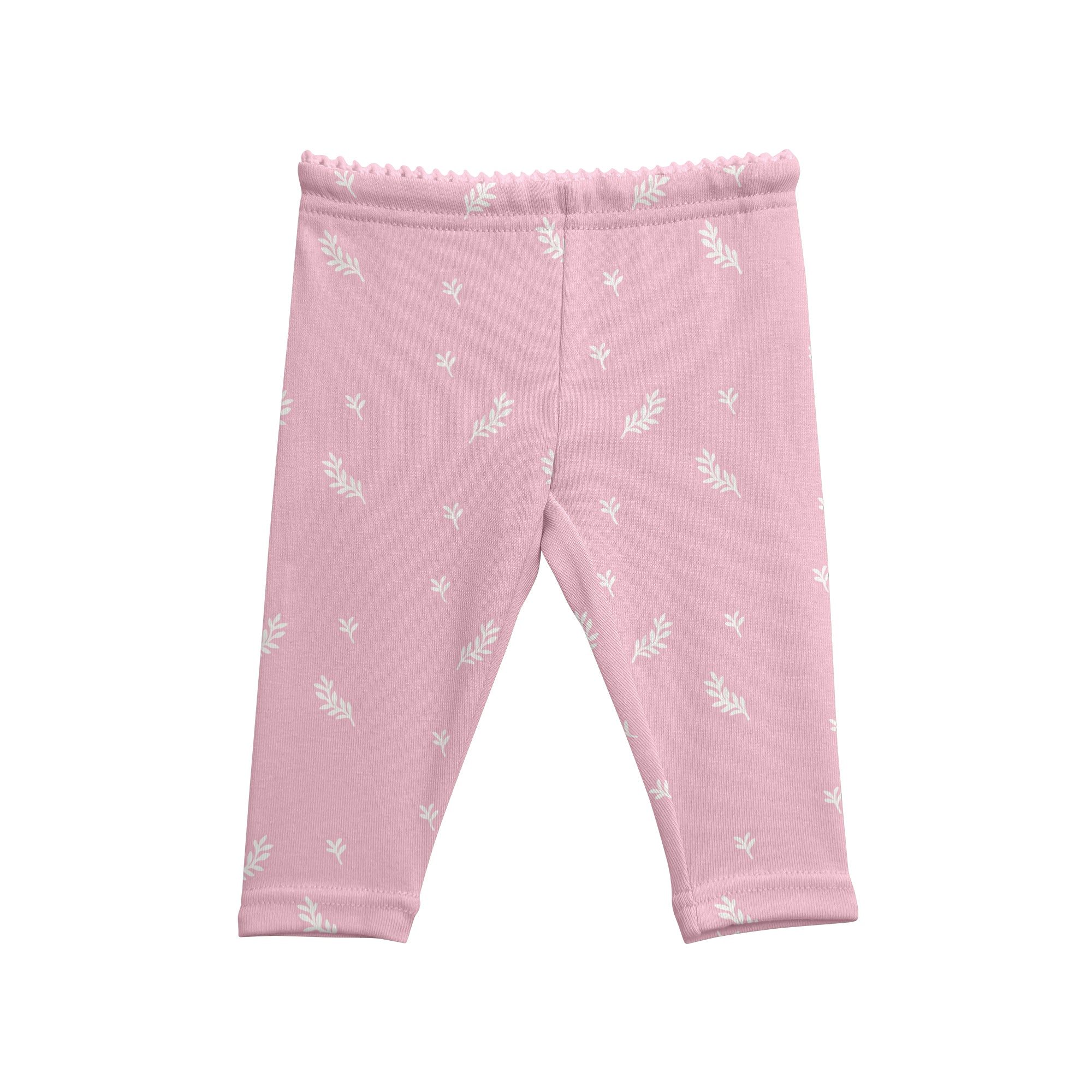 Girls Basic Legging Scattered Leaf Print