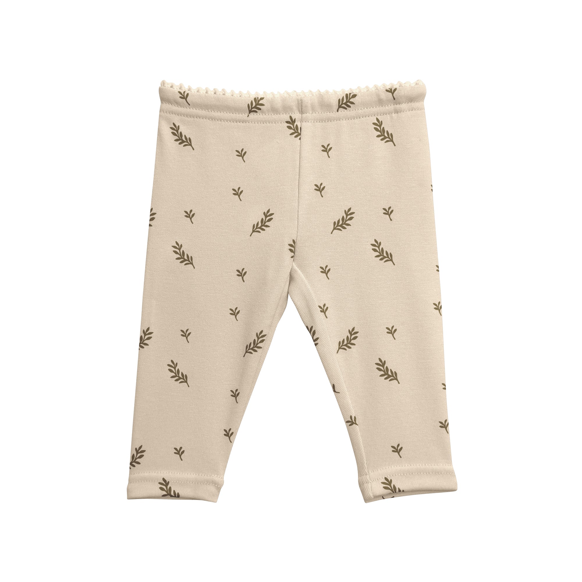 Girls Basic Legging Scattered Leaf Print