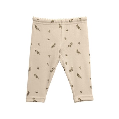 Girls Basic Legging Scattered Leaf Print