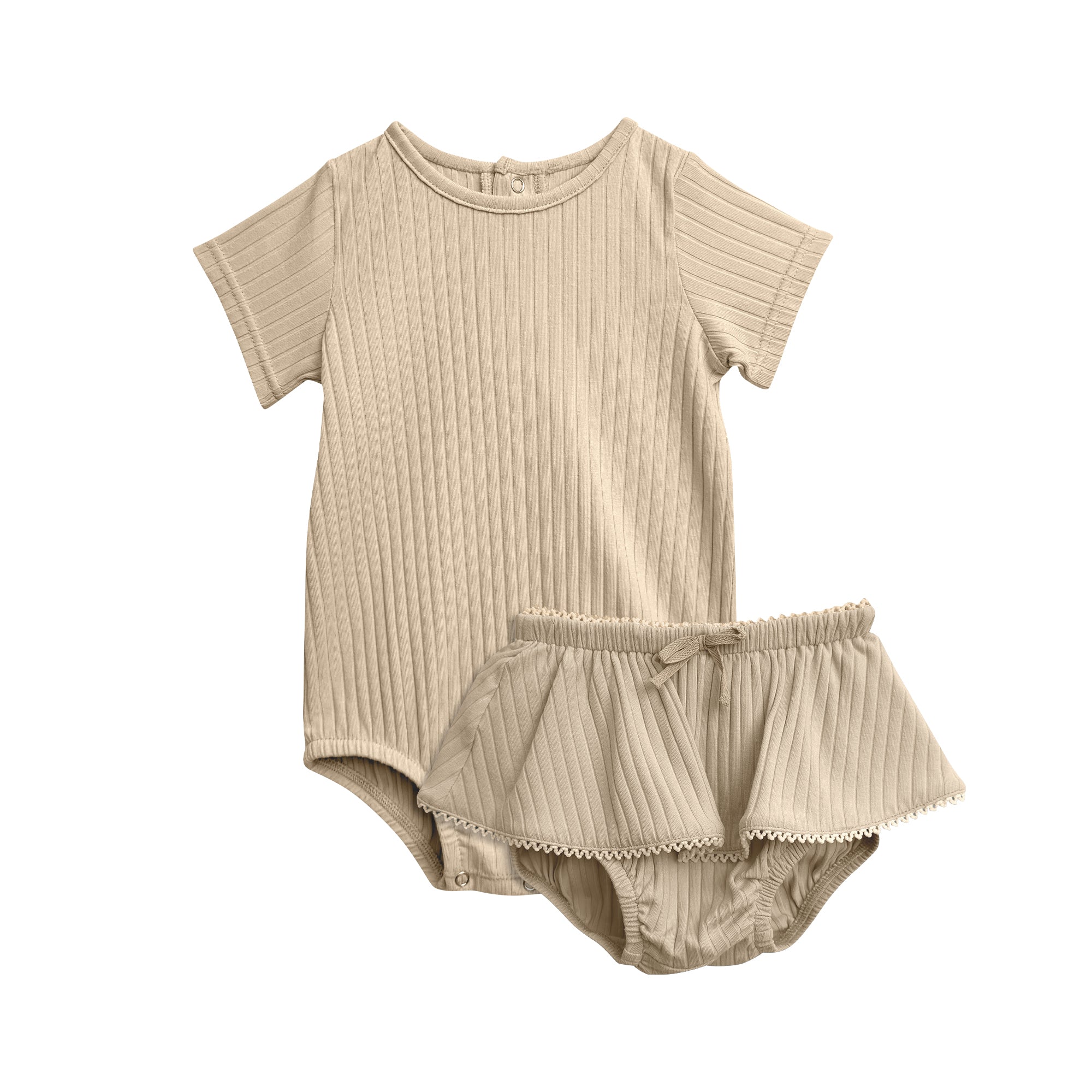 Girls Short Sleeve Onesie Bloomer Skirt Set