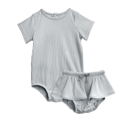 Girls Short Sleeve Onesie Bloomer Skirt Set
