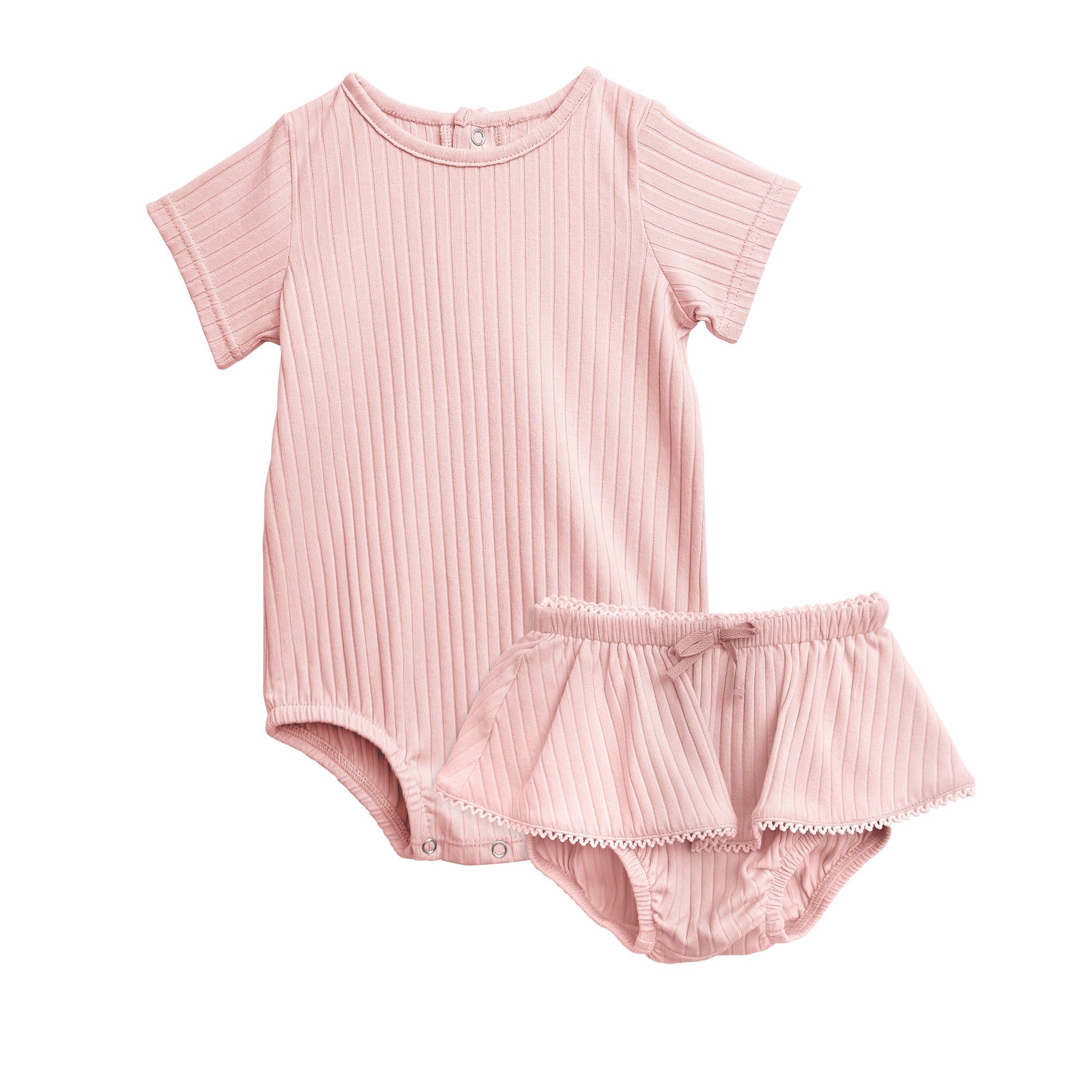 Girls Short Sleeve Onesie Bloomer Skirt Set