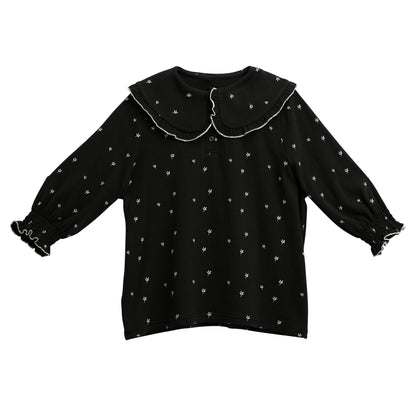 Oversized Round Collar Long Sleeve Shirt